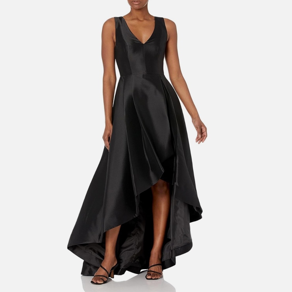 Calvin Klein Women's Sleeveless V-neck High Low Dress Black, Size 14